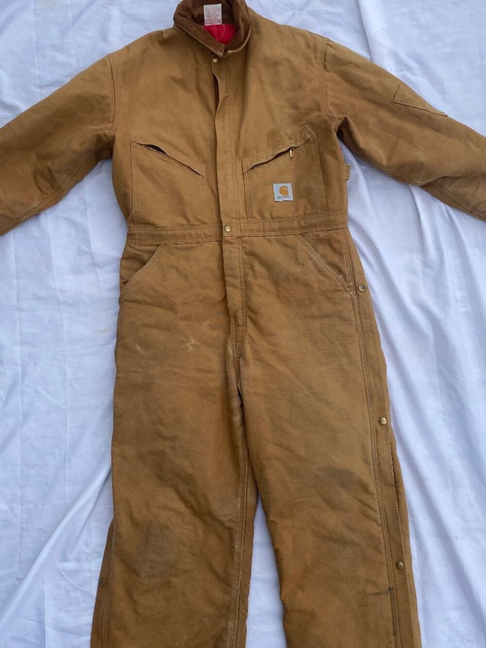 Vintage Carhartt Insulated Canvas Coveralls Mens SZ 40S 996QZ Union Made in USA